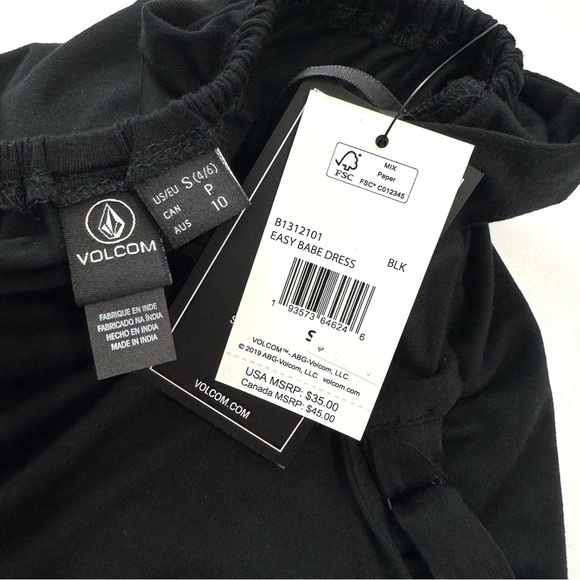 Volcom Easy Babe Mini Dress NWT Sleeveless Back Tie Black Soft Modal Sz S Boho - Picture 9 of 13